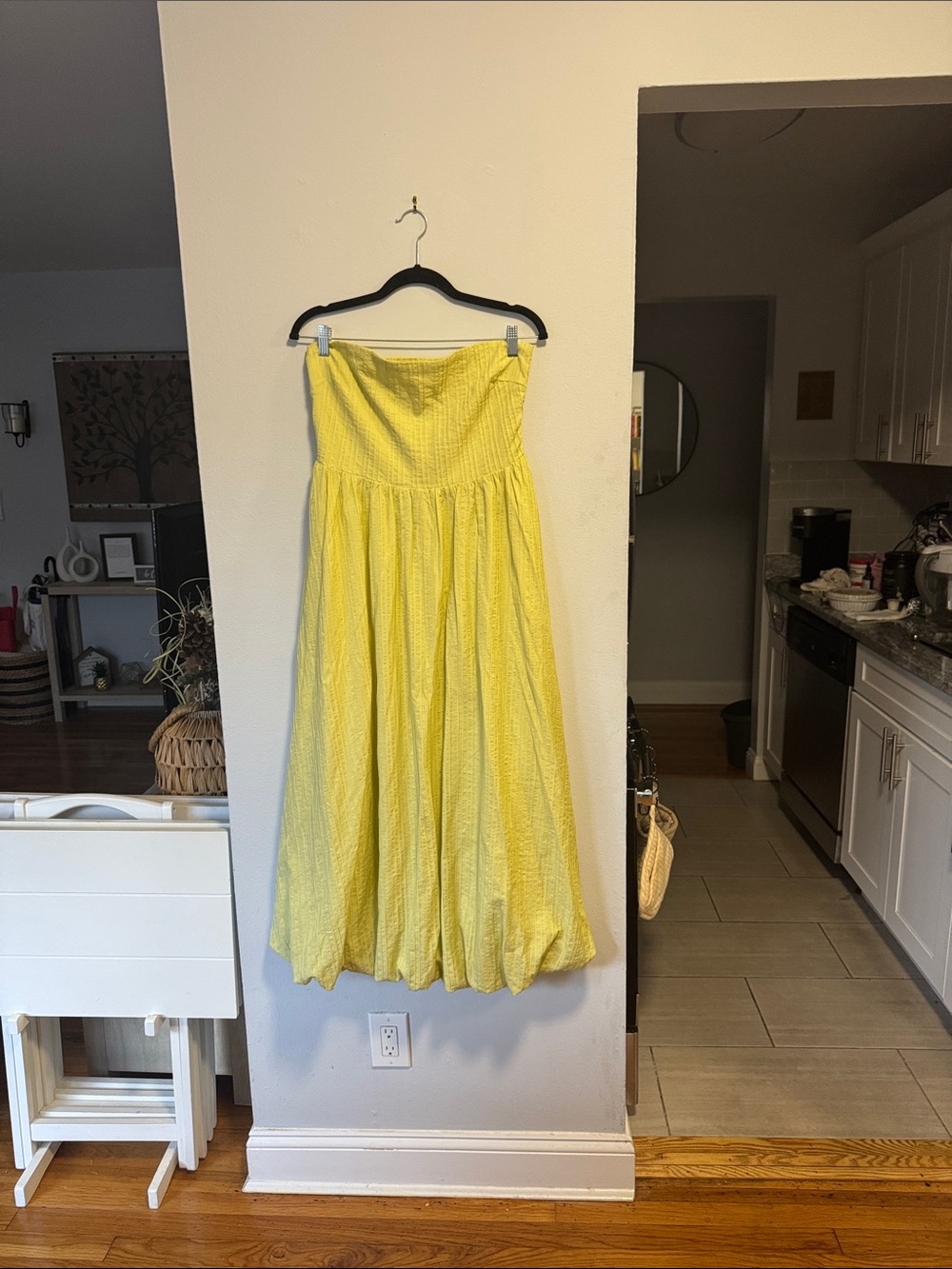 Astr Strapless Yellow Midi Dress